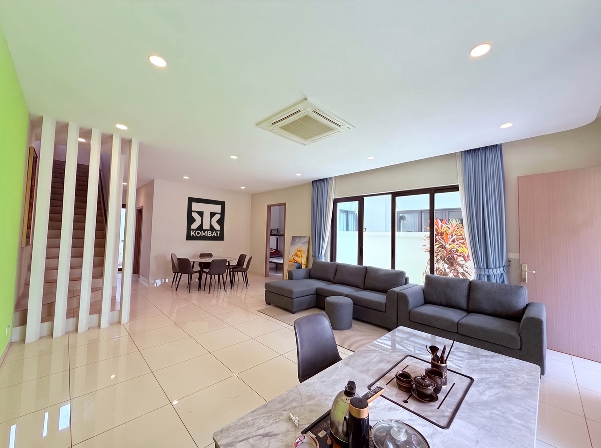 The living area at Kombat House